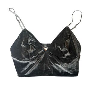 Victoria’s Secret Metallic Black Bralette Crop Top Size L